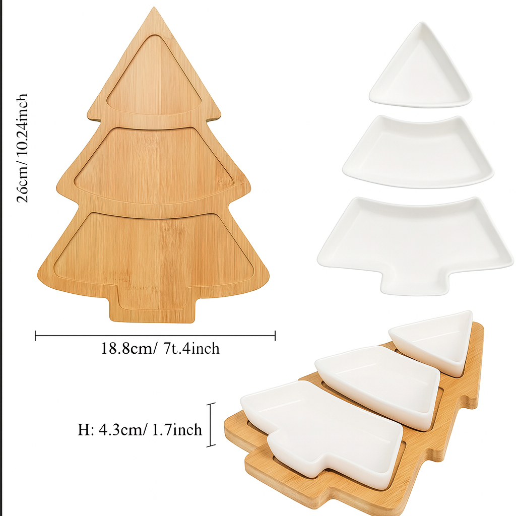 Frostbloom | Ensemble de plateaux en céramique festifs pour arbre