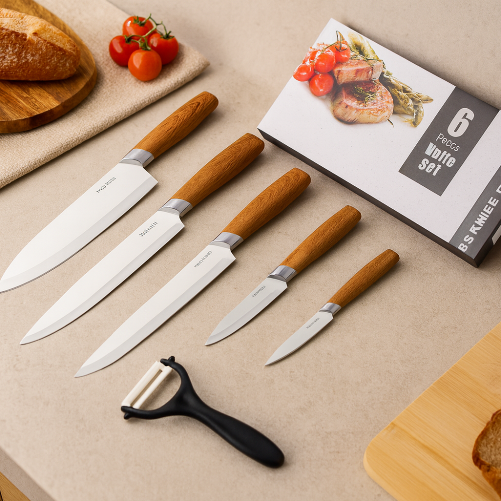 Gastronix | Ensemble de 6 couteaux de cuisine en acier inoxydable à haute teneur en carbone
