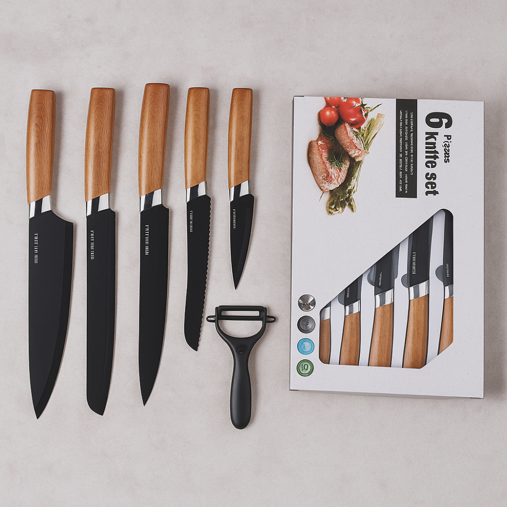 Gastronix | Ensemble de 6 couteaux de cuisine en acier inoxydable à haute teneur en carbone
