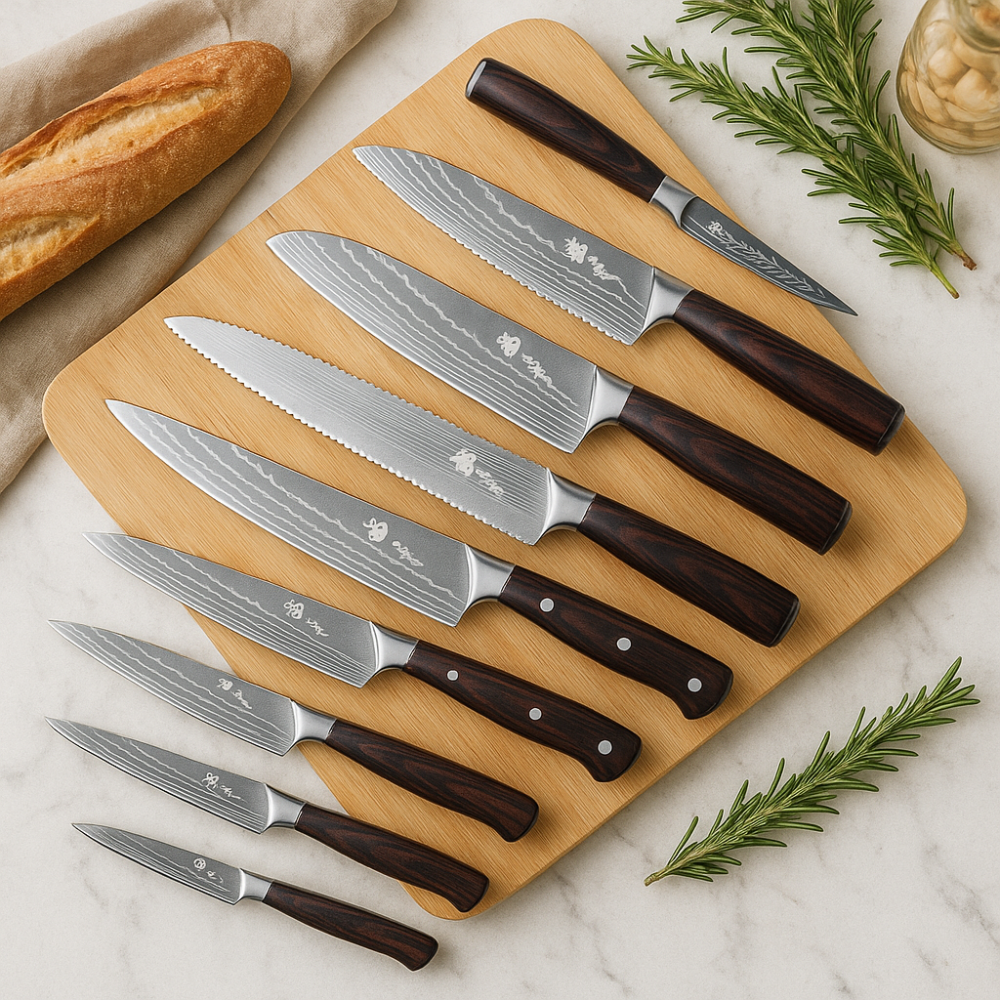 Gastronom | Collection de 10 couteaux de cuisine avec bloc en bois