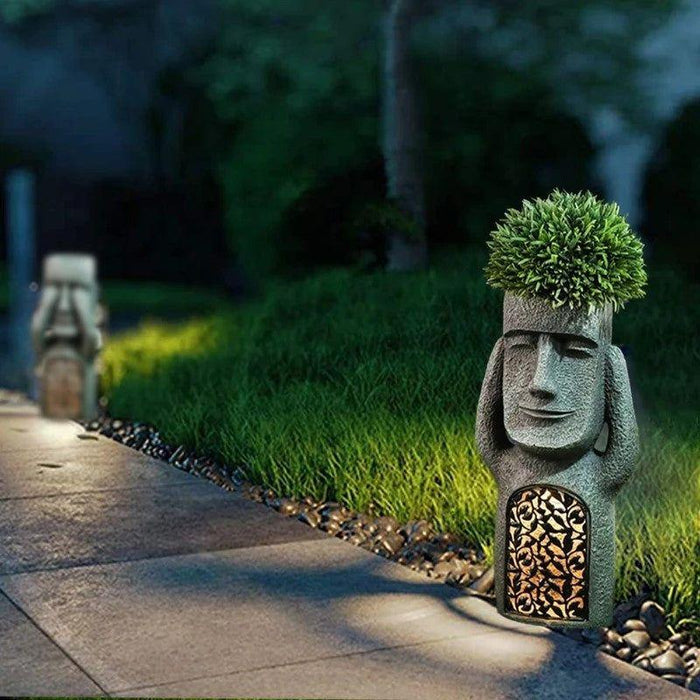 Décoration de jardin – Jardinière artistique avec lumière LED solaire