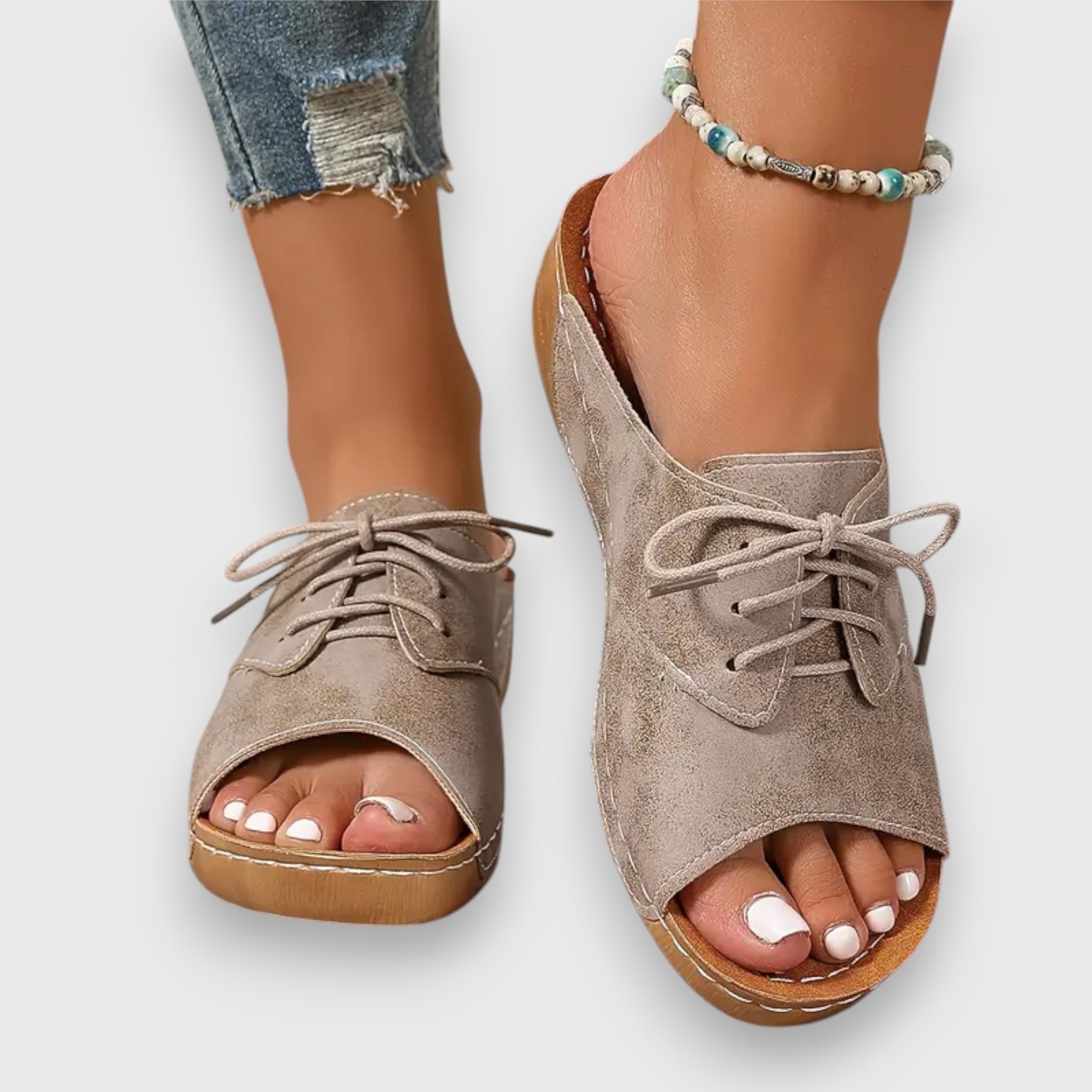 Marina - Sandales à talon ouvert Chikke avec lacets