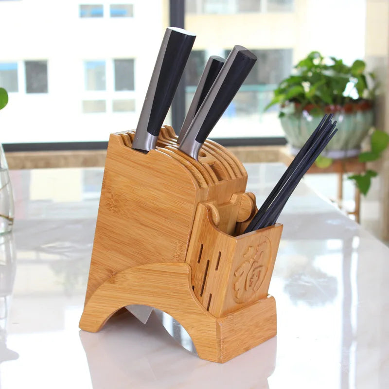 Support de rangement en bambou pour couteaux