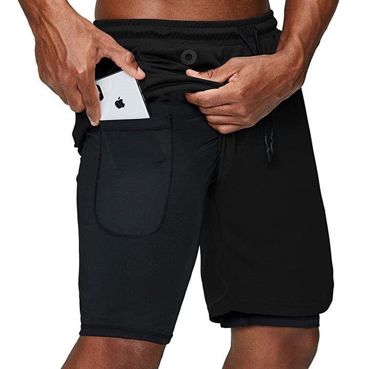 Tobias - Pantalons courts confortables avec cordon et poche pour téléphone