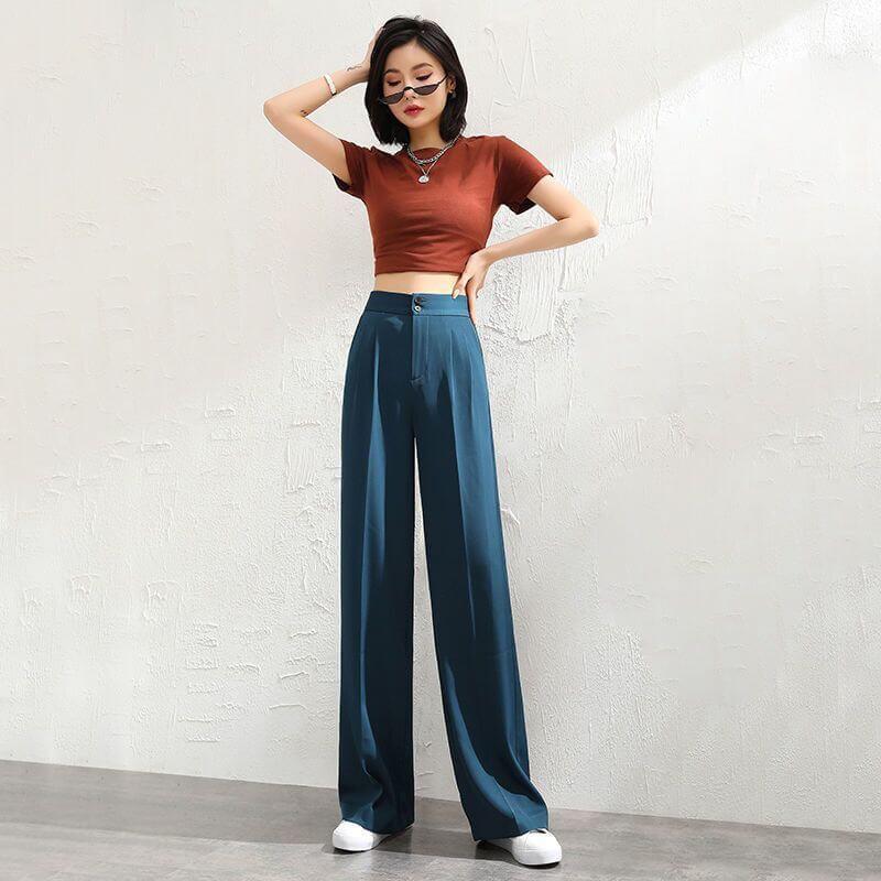 Gloria - Pantalons taille haute sur mesure à jambes larges