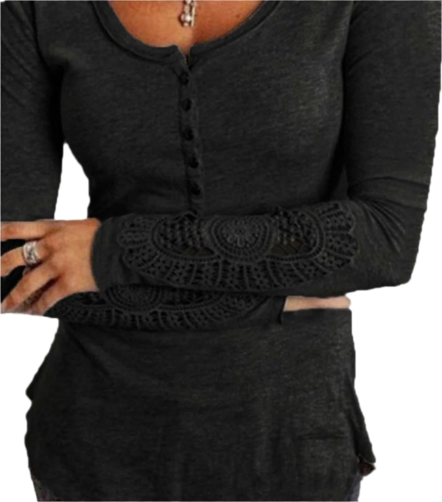 Larah - Blouse élégante intemporelle avec manches en dentelle