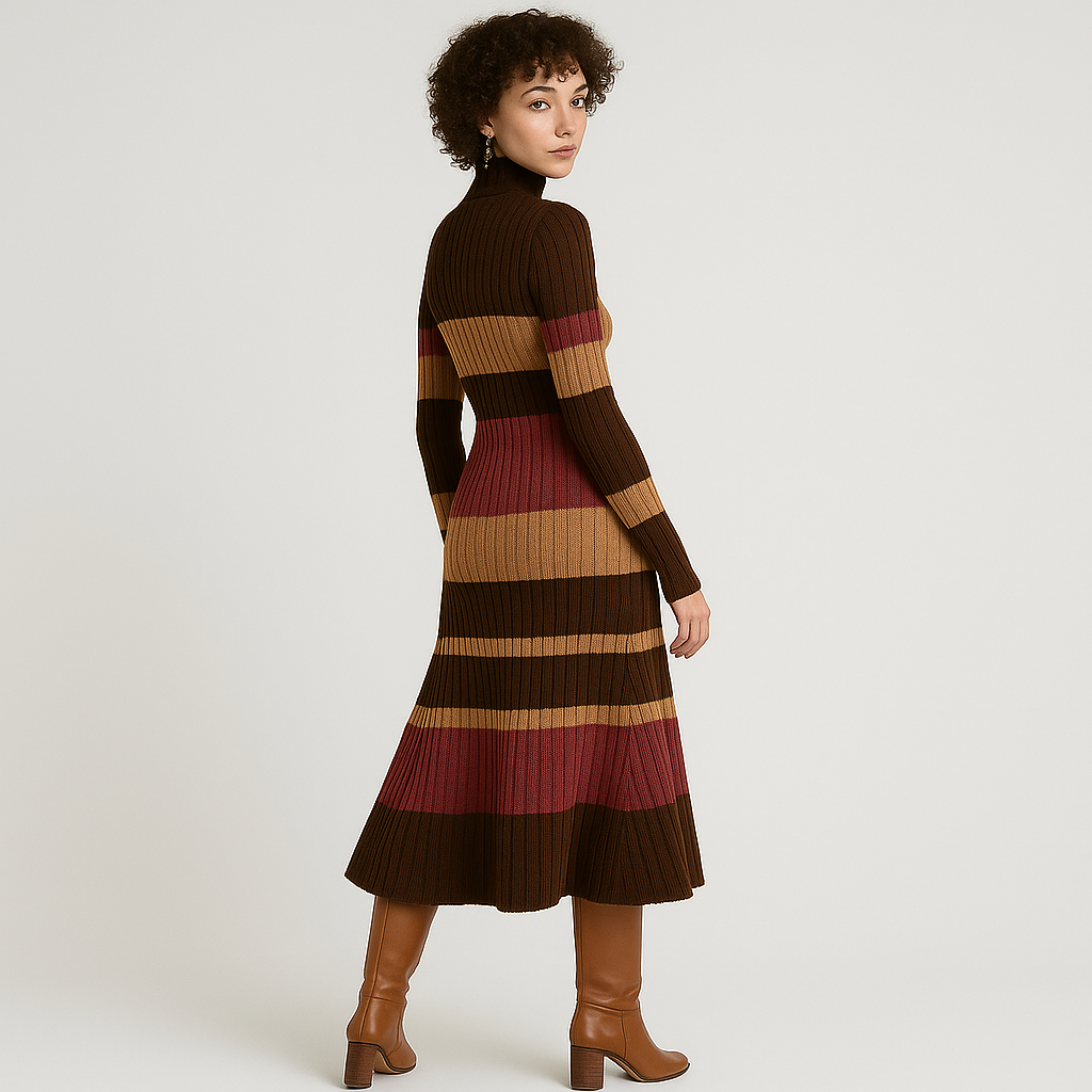 Helen | Robe en maille colorblock à col montant