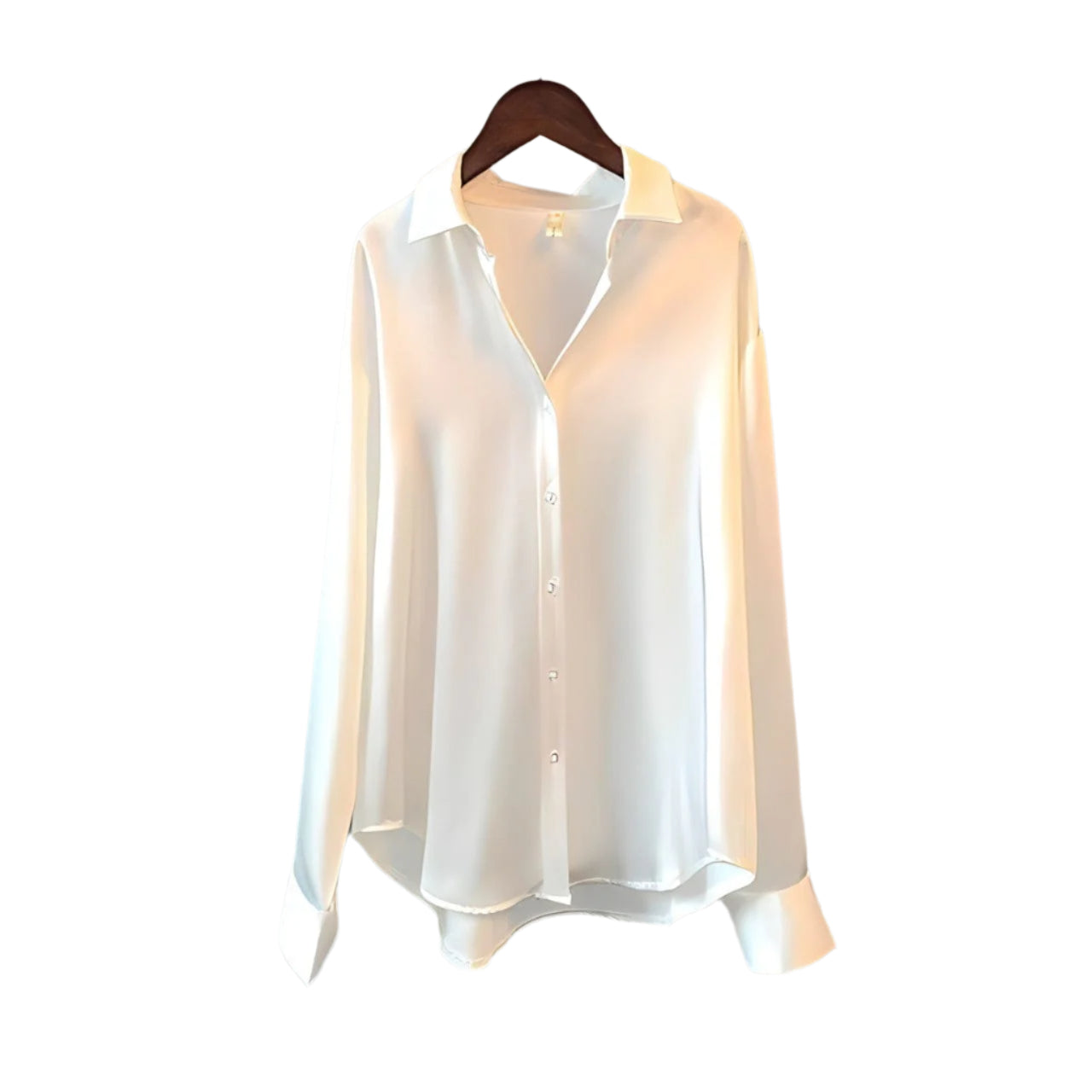 Brigitte - Élégante blouse en satin à manches longues avec col classique