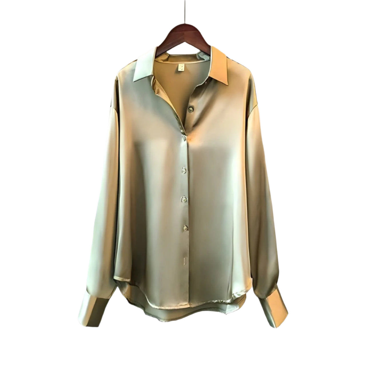 Brigitte - Élégante blouse en satin à manches longues avec col classique