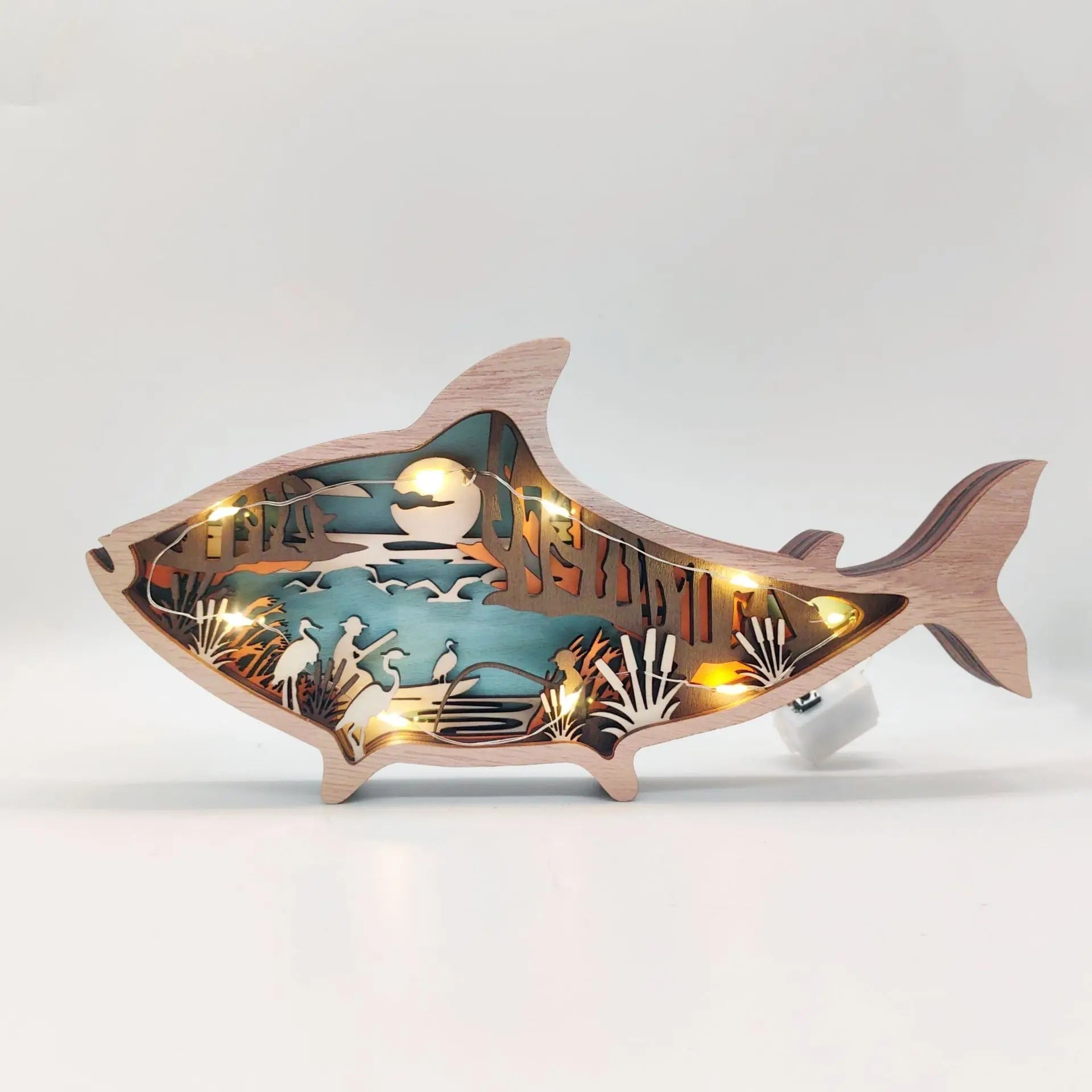 OceanGlow Oplyst Coquillage et Décoration de Poisson – Art Inspiré par la Mer