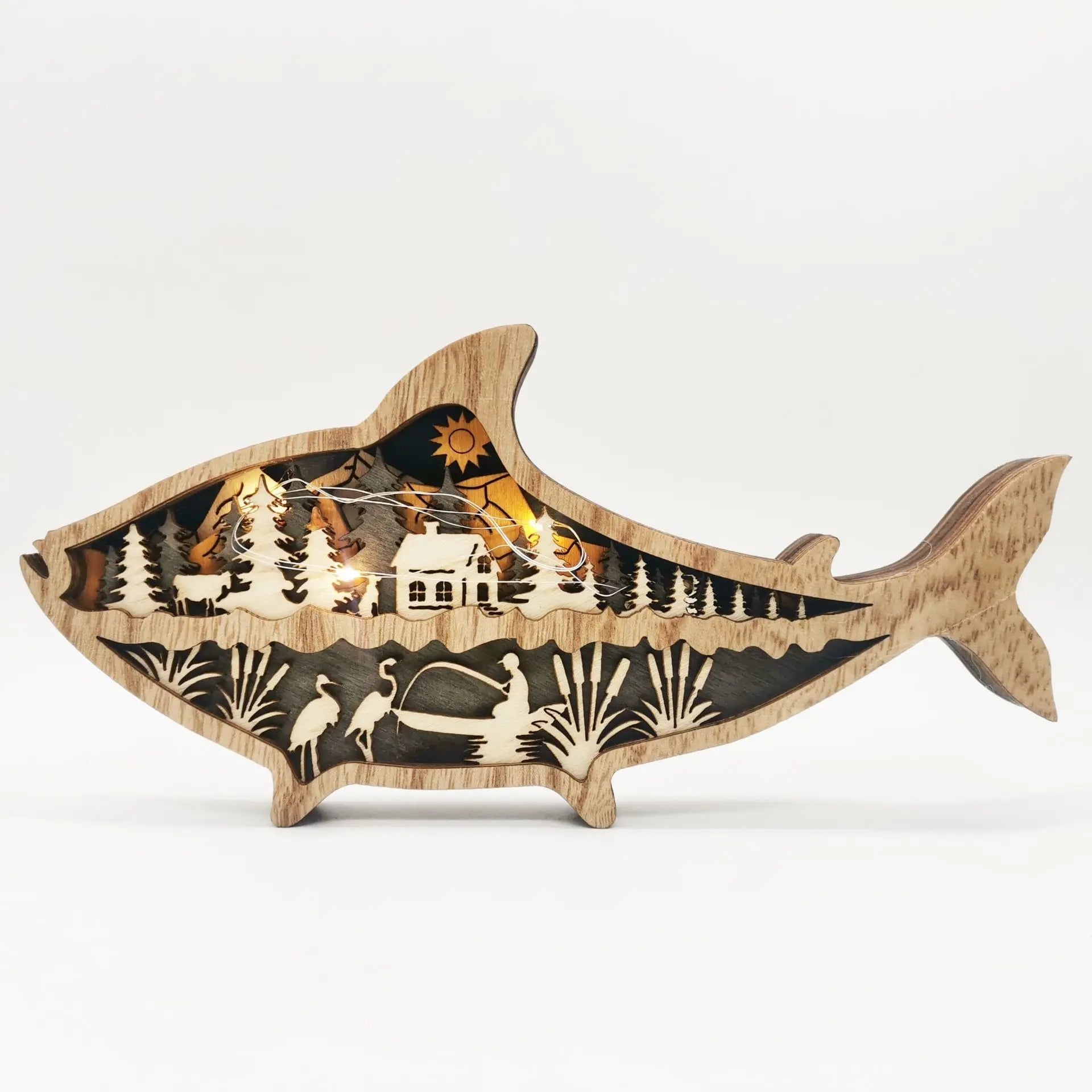 OceanGlow Oplyst Coquillage et Décoration de Poisson – Art Inspiré par la Mer