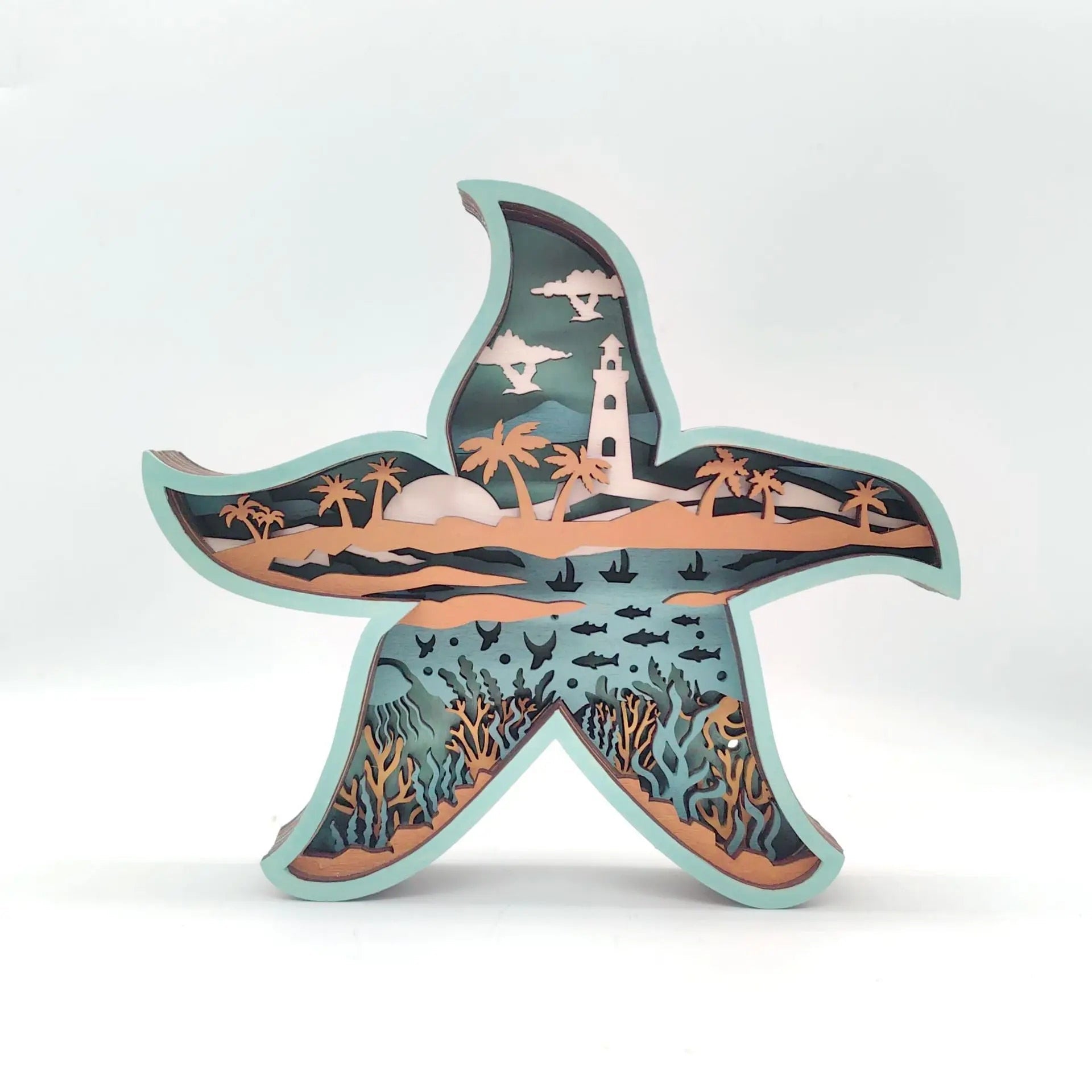 OceanGlow Oplyst Coquillage et Décoration de Poisson – Art Inspiré par la Mer