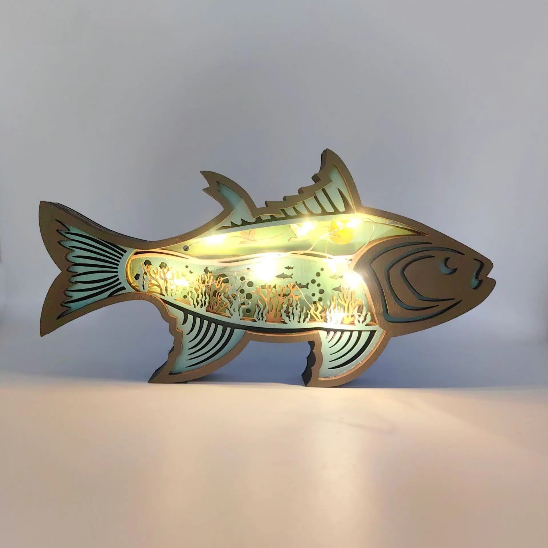 OceanGlow Oplyst Coquillage et Décoration de Poisson – Art Inspiré par la Mer
