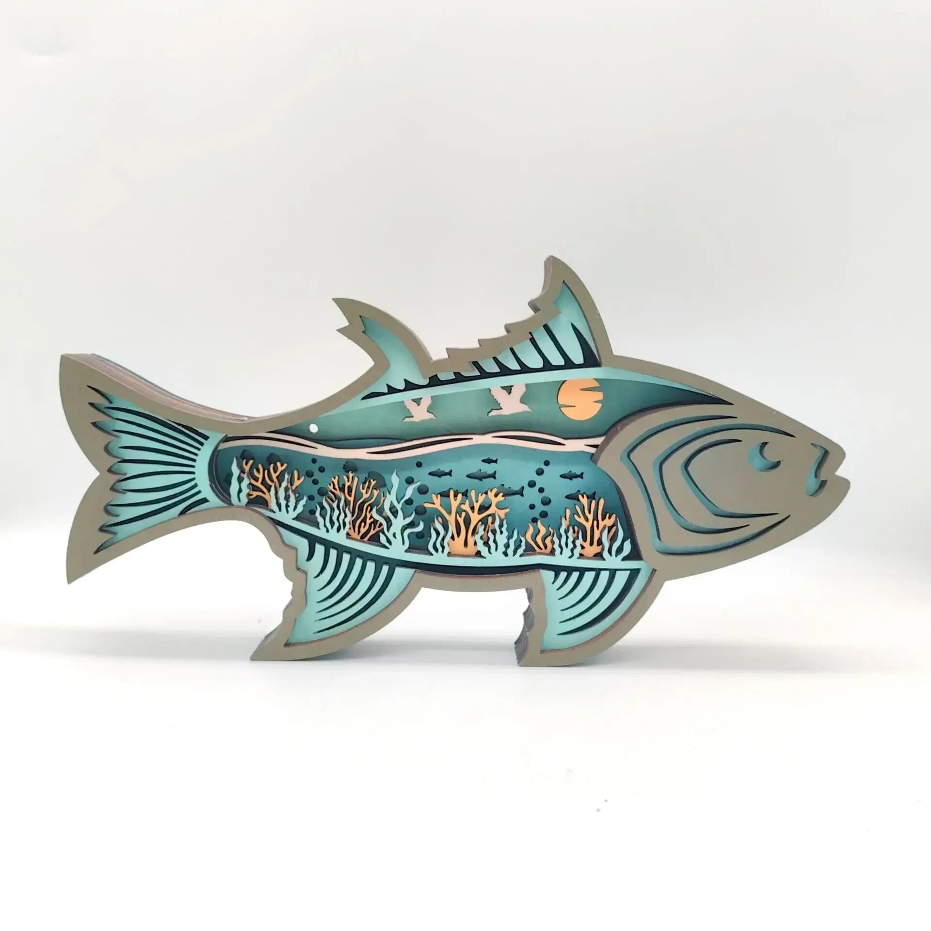 OceanGlow Oplyst Coquillage et Décoration de Poisson – Art Inspiré par la Mer