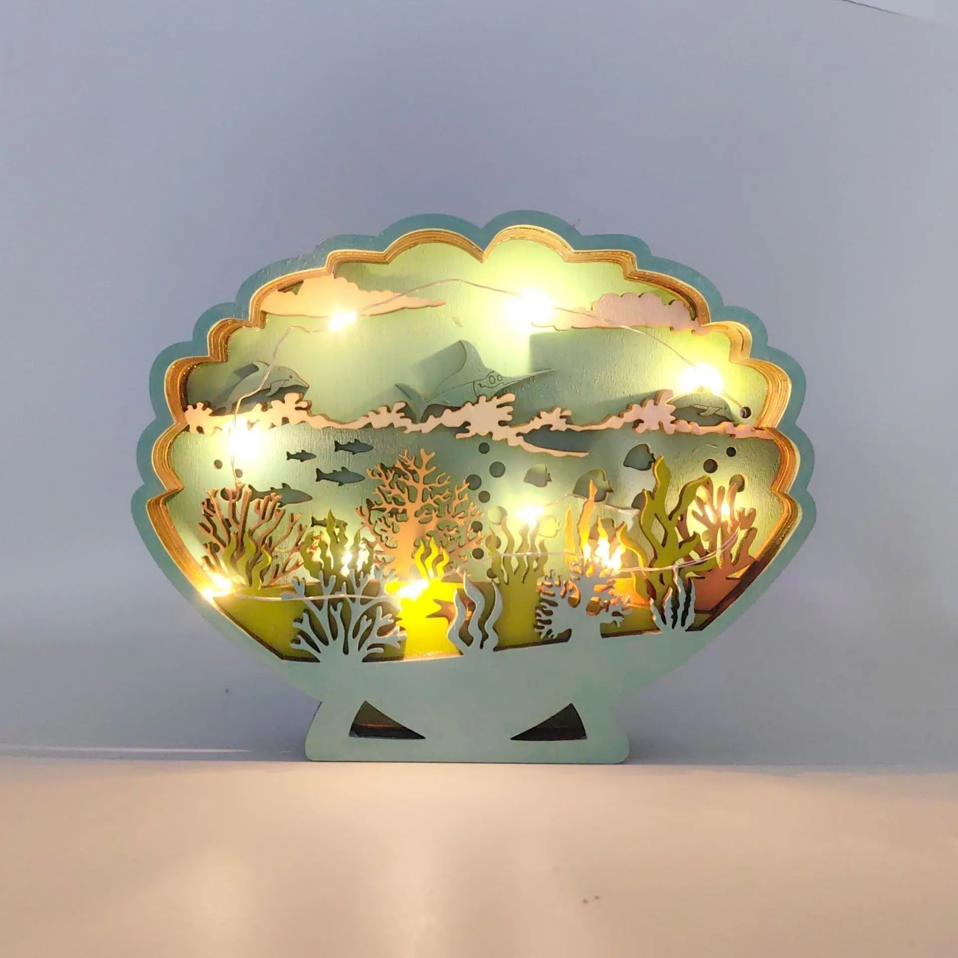 OceanGlow Oplyst Coquillage et Décoration de Poisson – Art Inspiré par la Mer