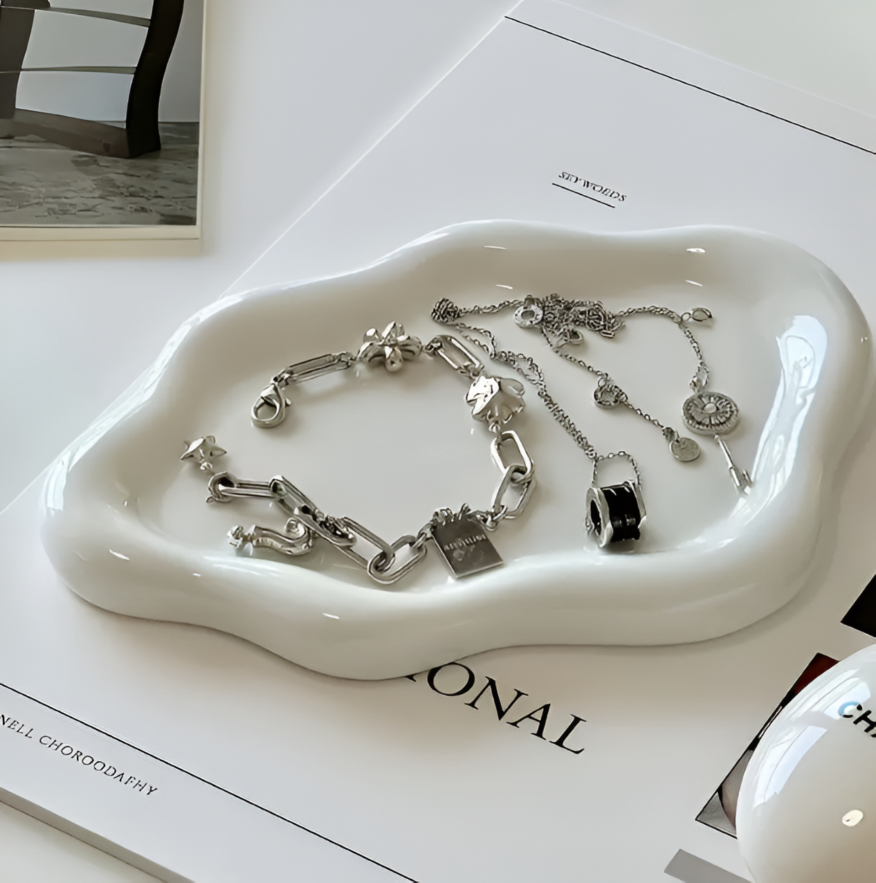 Plateau à Bijoux en Céramique CloudElegance