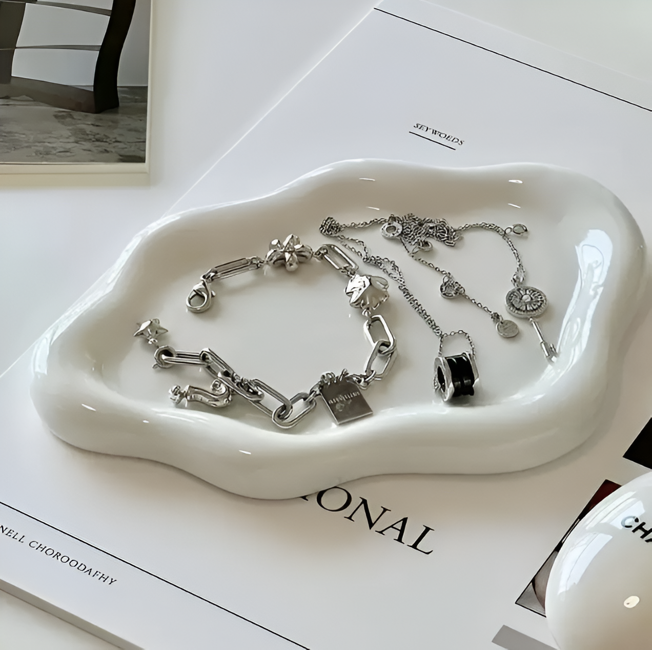 Plateau à Bijoux en Céramique CloudElegance