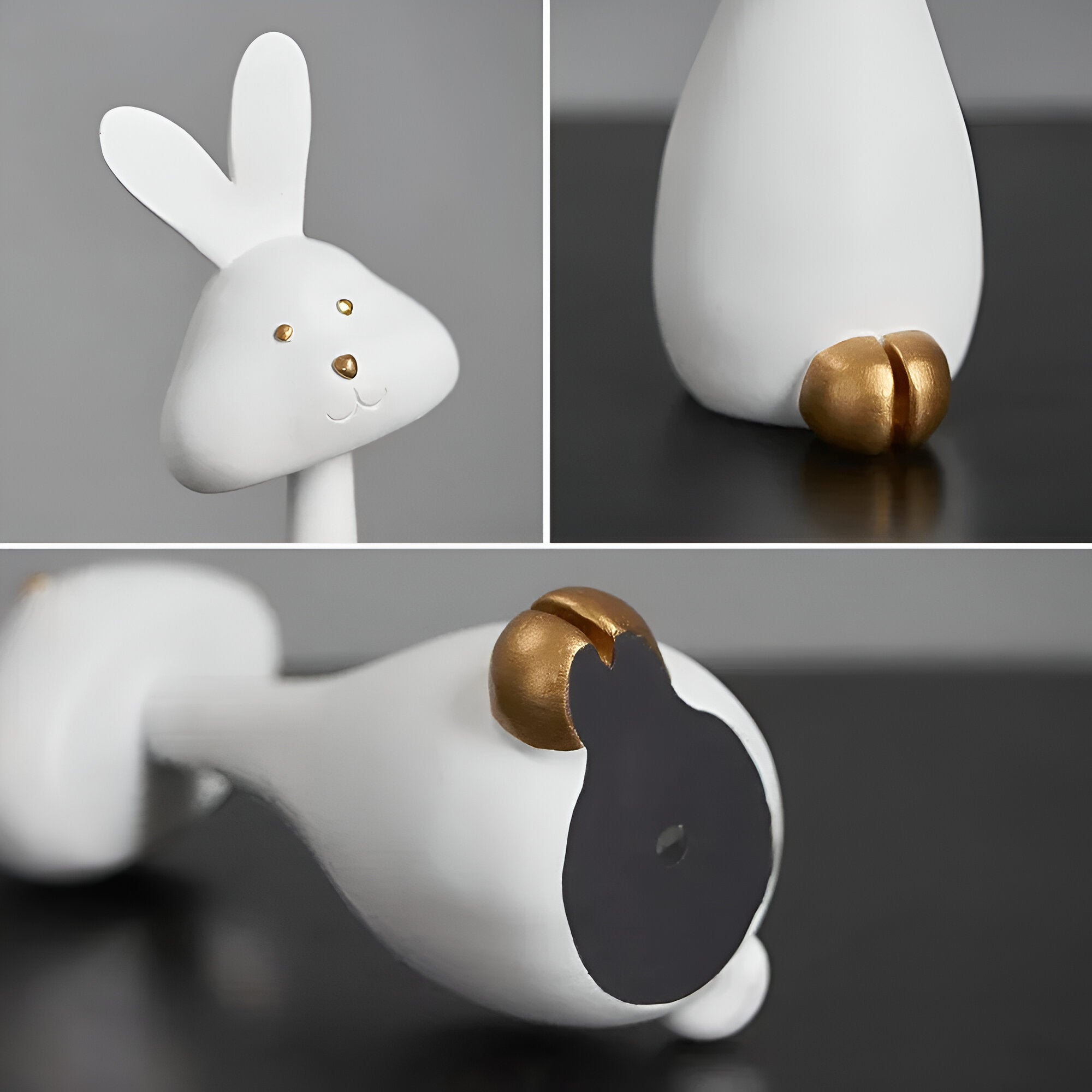 NoirBelle - Figurines de lapin modernes aux accents dorés