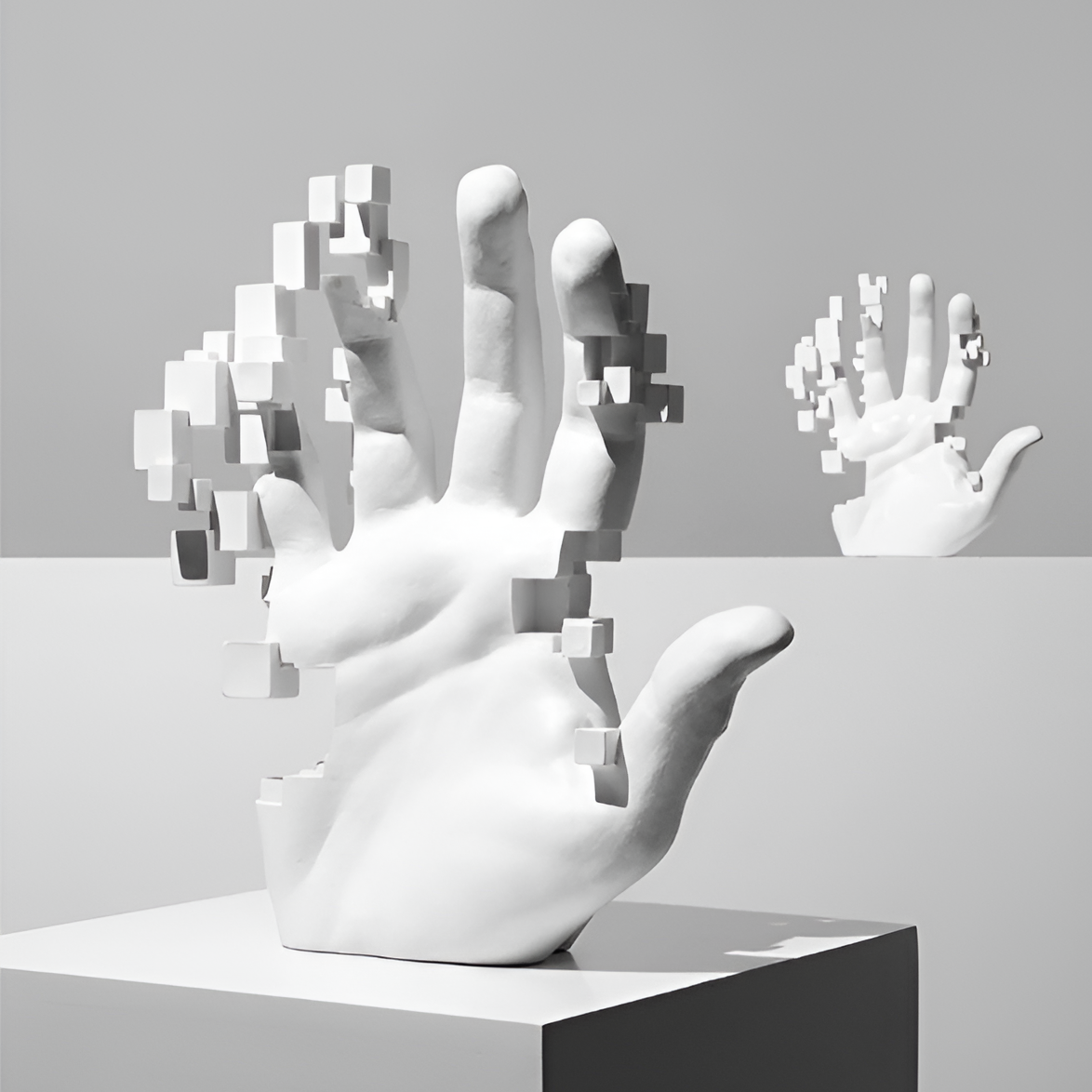 Mosaïque - Statue à main décorée de manière abstraite