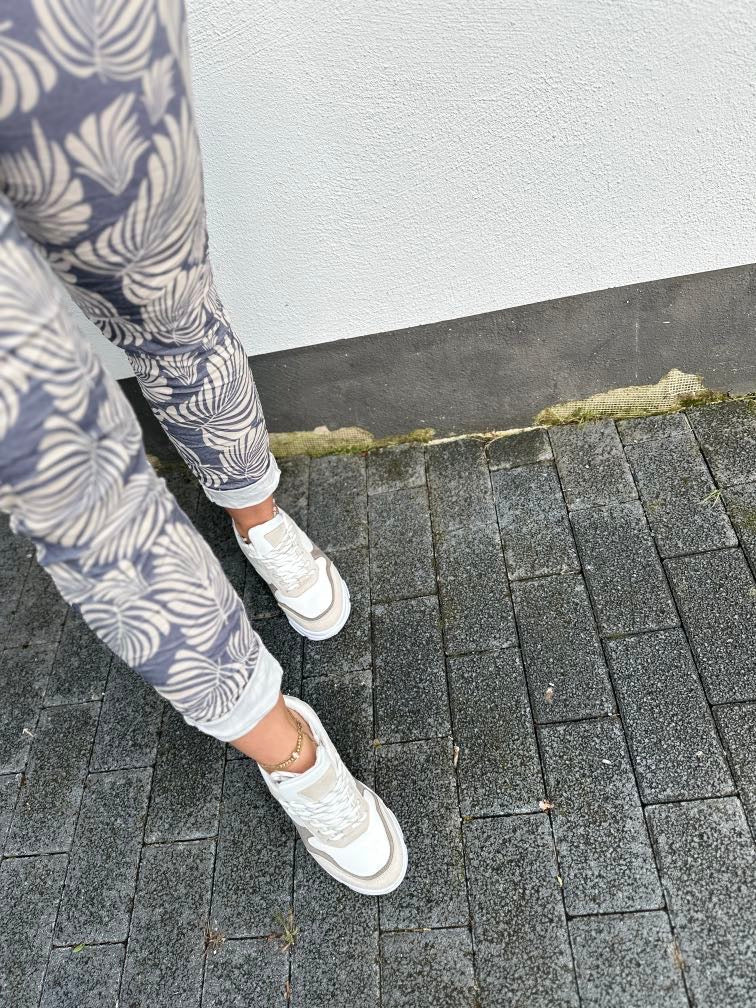 Pantalons à feuilles imprimées en saule