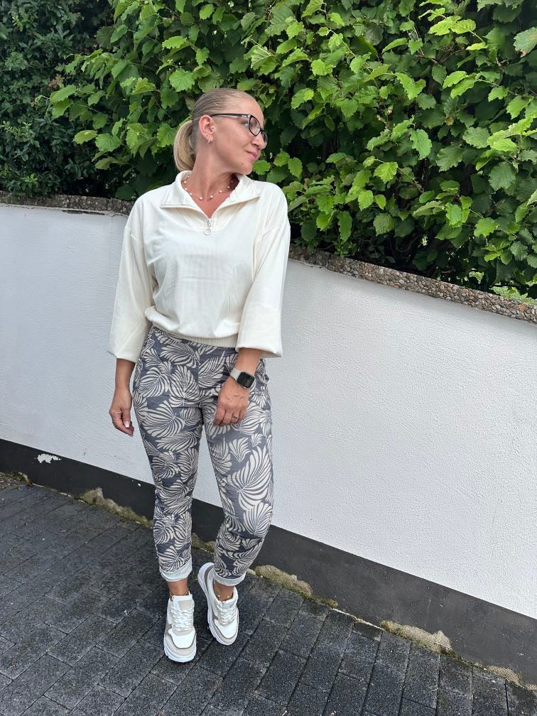 Pantalons à feuilles imprimées en saule