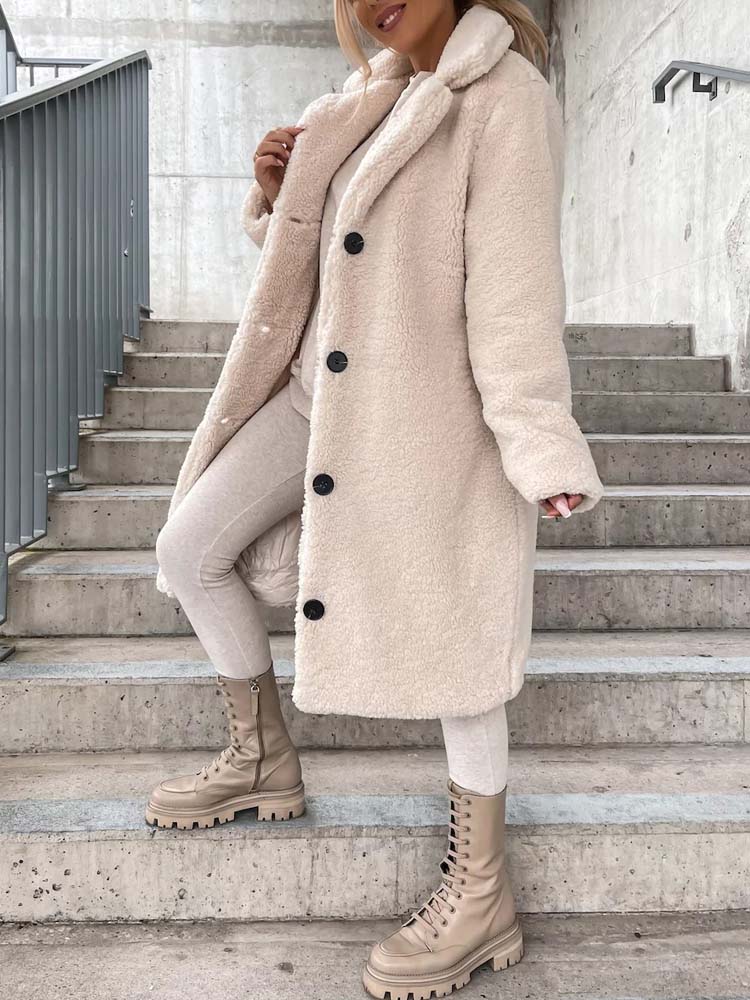 Manteau élégant avec col en fausse fourrure