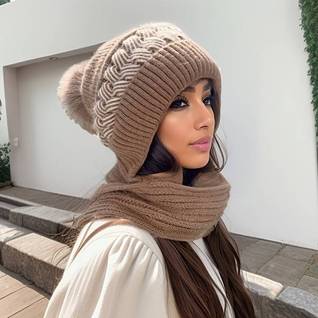 Elsa - Ensemble d'hiver en tricot confortable avec bonnet et écharpe