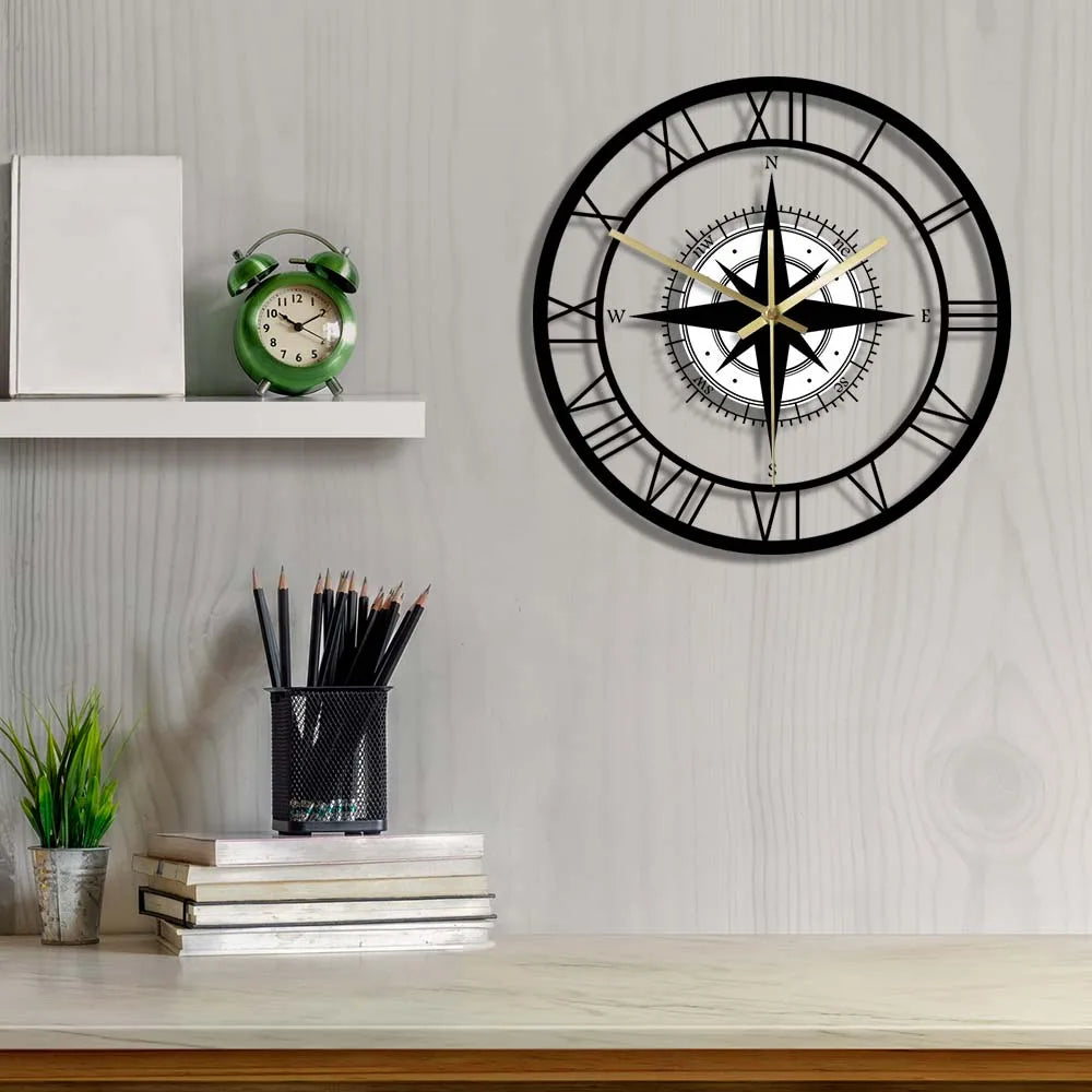 NauticaTime - Horloge murale avec boussole élégante