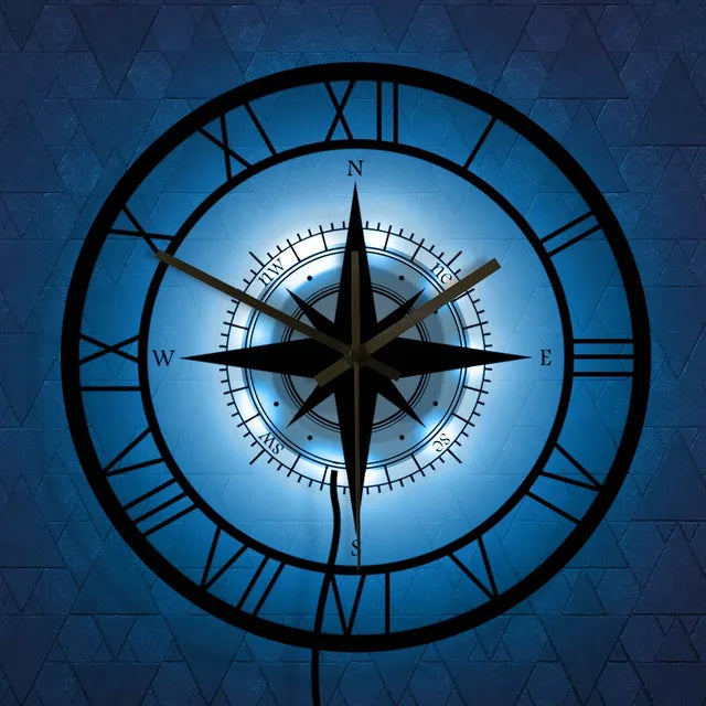 NauticaTime - Horloge murale avec boussole élégante