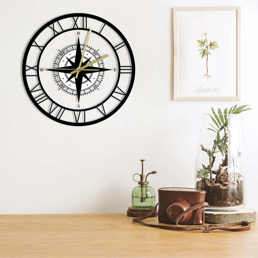 NauticaTime - Horloge murale avec boussole élégante