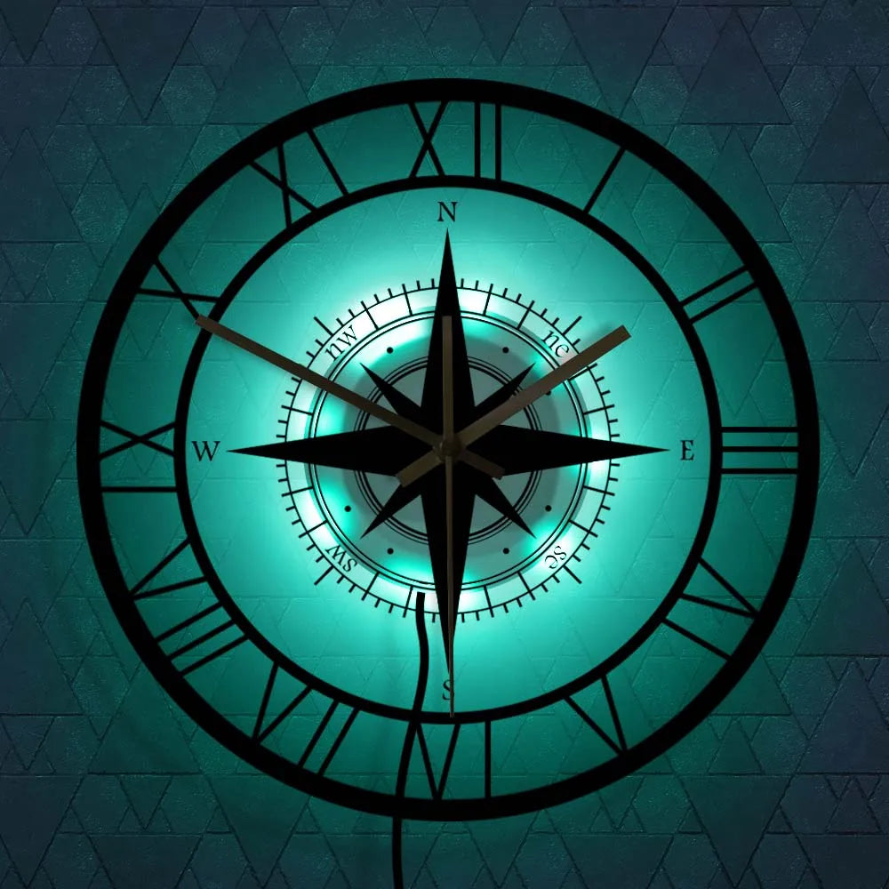 NauticaTime - Horloge murale avec boussole élégante