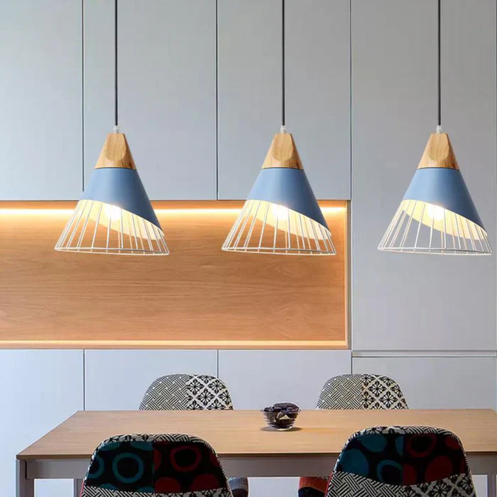 ScandinavianGlow - Lamp pendant industriel en bois