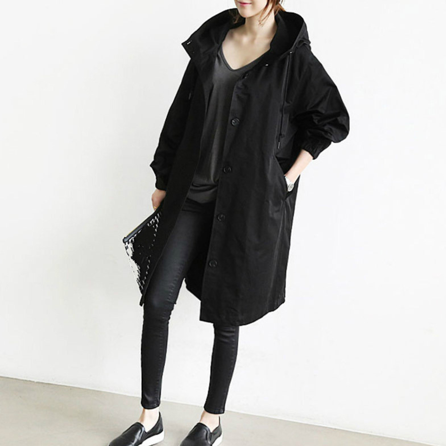 CELINE | Manteau trench en cuir doté d'une capuche – Élégant et pratique