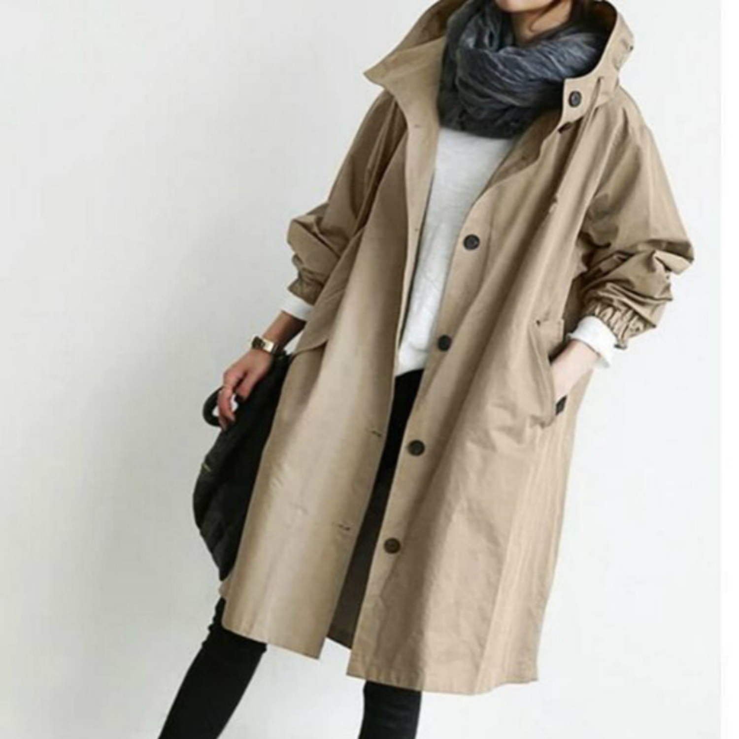 CELINE | Manteau trench en cuir doté d'une capuche – Élégant et pratique