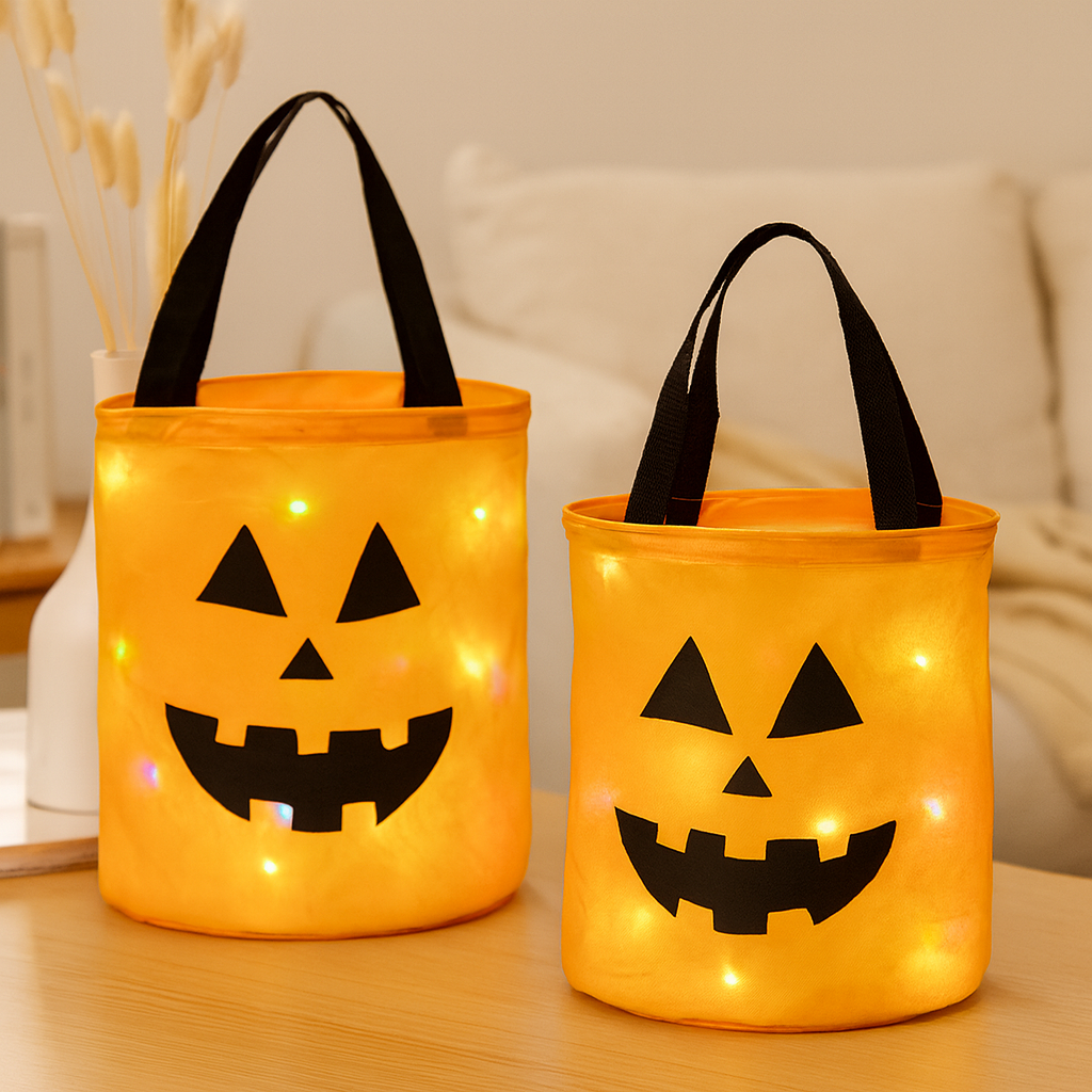 Lanora | Ensemble de sacs à Halloween en forme de citrouille avec citrouilles lumineuses