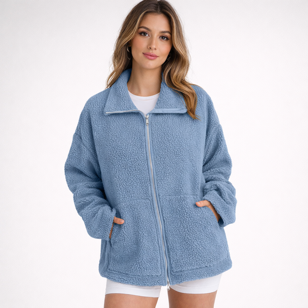 Lena | Veste d'hiver en polaire teddy pour femmes avec fermeture éclair