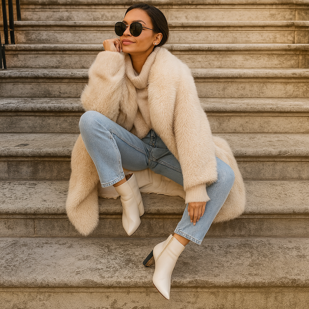 Manteau d'hiver long en fausse fourrure Lucy