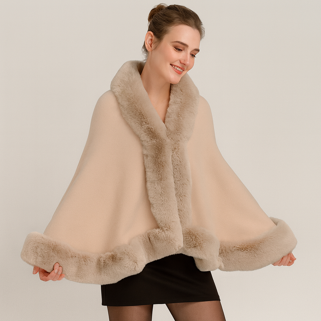 Marcella | Manteau de chauve-souris avec devant ouvert et finition en fourrure