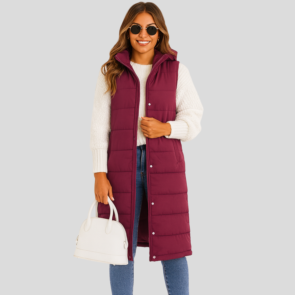 Marcellin | Manteau sans manches avec capuche et bride de boutons