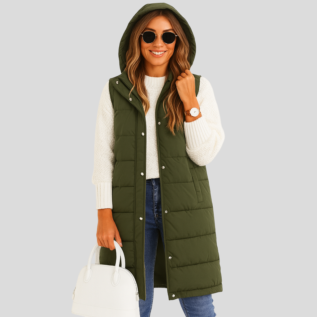 Marcellin | Manteau sans manches avec capuche et bride de boutons