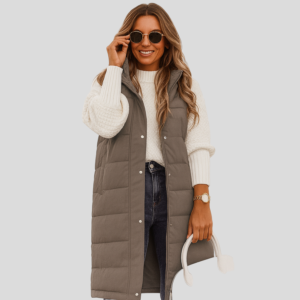 Marcellin | Manteau sans manches avec capuche et bride de boutons