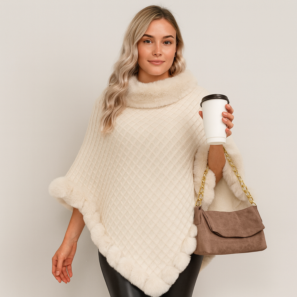 Maribeth | Cardigan avec fausse fourrure et ourlet asymétrique