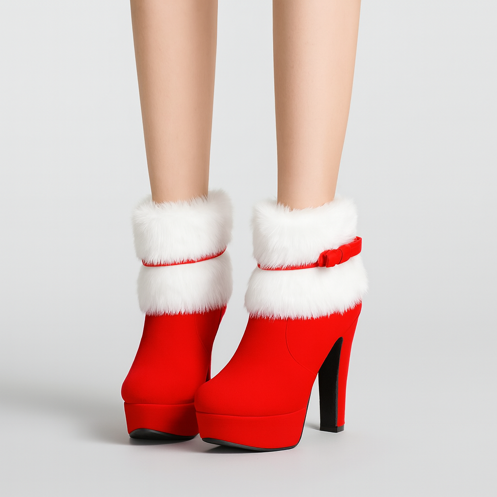 Marivelle | Bottines d'hiver en peluche avec nœud