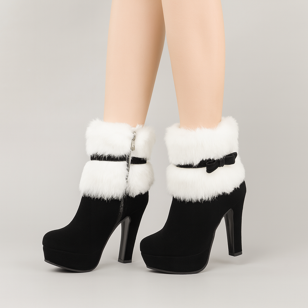 Marivelle | Bottines d'hiver en peluche avec nœud