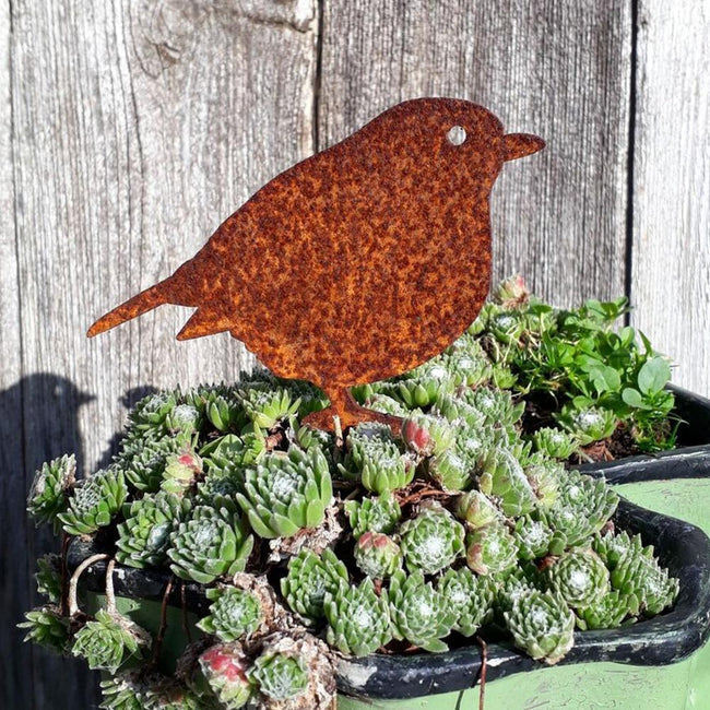 Décoration de jardin en métal rouillé avec oiseaux