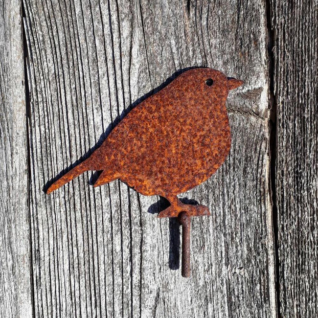 Décoration de jardin en métal rouillé avec oiseaux