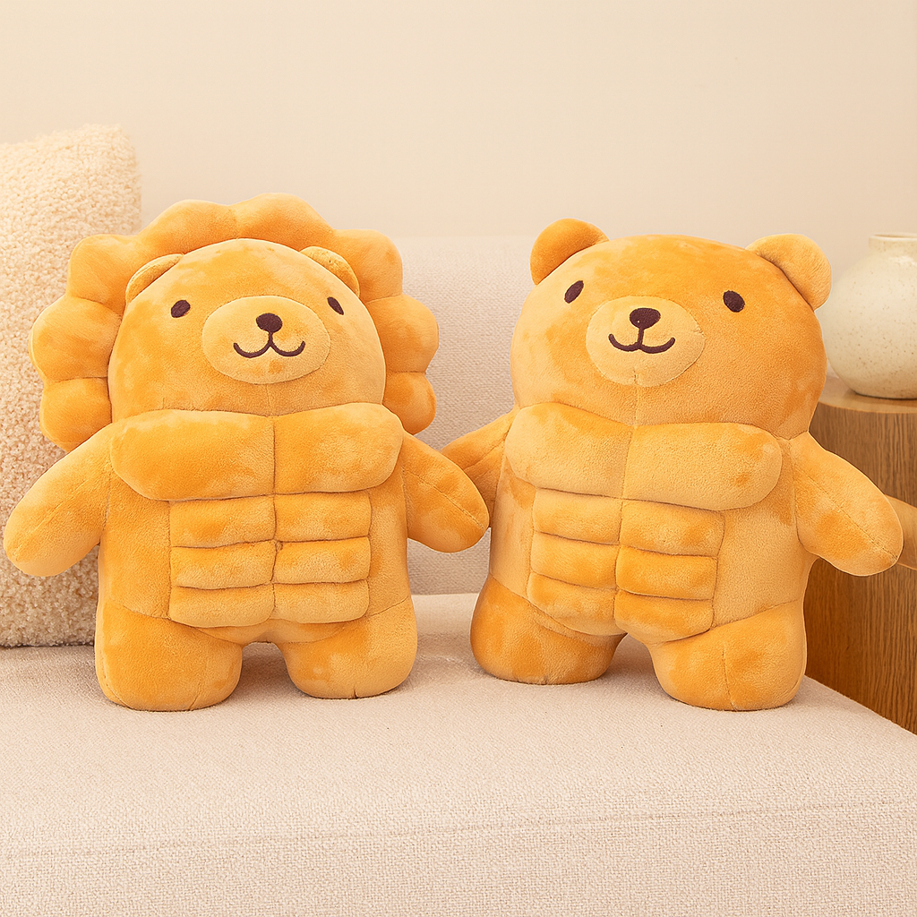 MightyPals - Peluches Lion et Ours Musclés et Amusants | Cadeaux de Collection Doux et Uniques