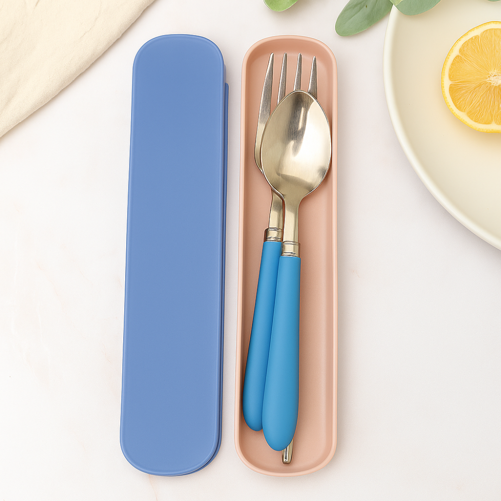 Miles | Ensemble de couverts en acier inoxydable portable avec étui de voyage