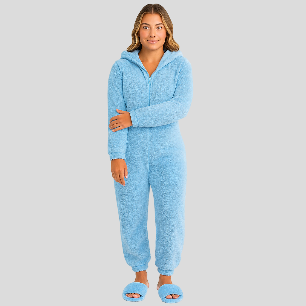 Mirella | Pyjama en velours avec capuche et fermeture éclair