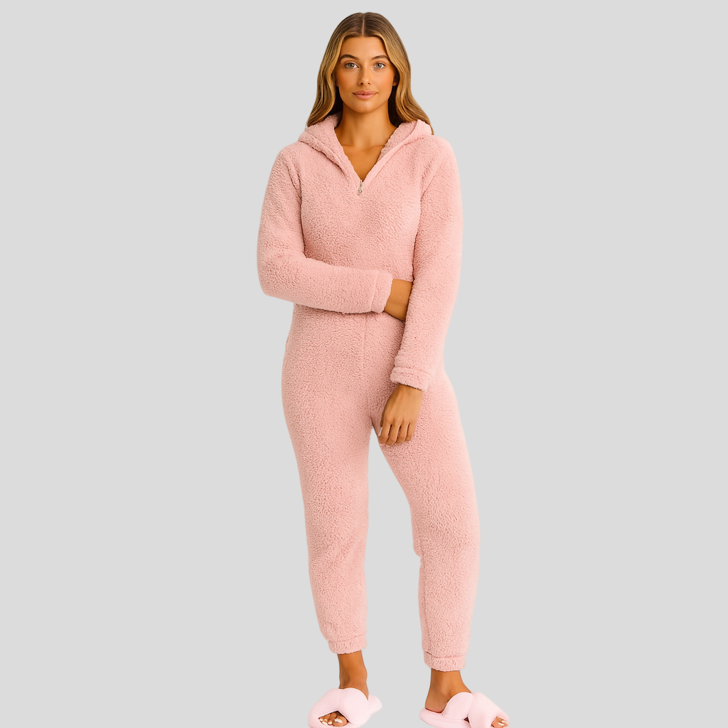 Mirella | Pyjama en velours avec capuche et fermeture éclair